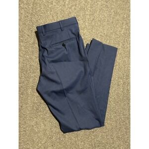 Isaia napoli wool silk blend dress pants blue mens slacks fit 32X31.5 italy